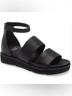 Eileen Fisher Black Leather Keno Sandals